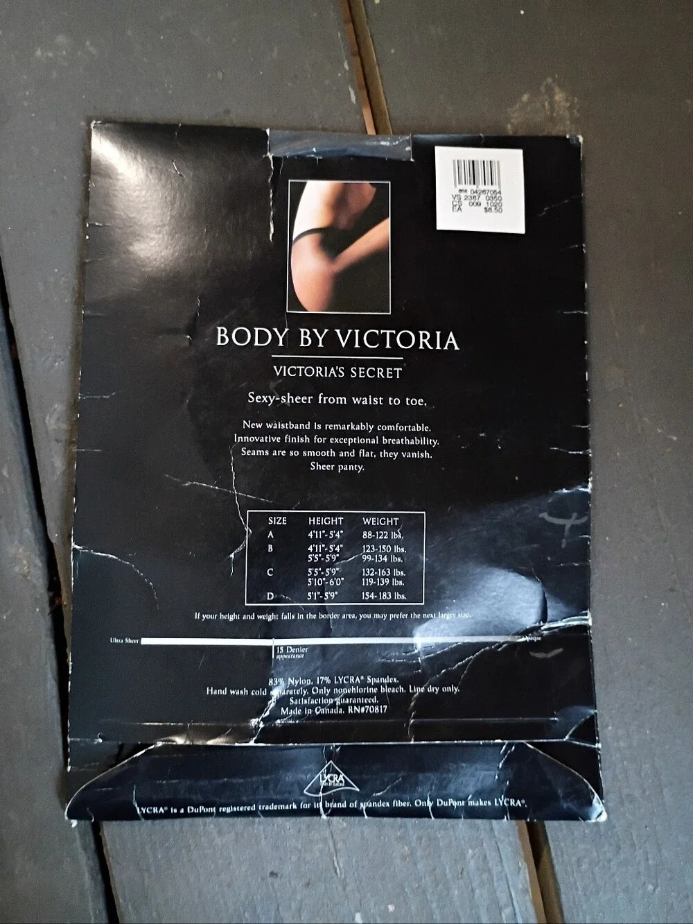 Body By Victoria's Secret Vintage Almost Black Sheer Waist-Toe Pantyhose Size B